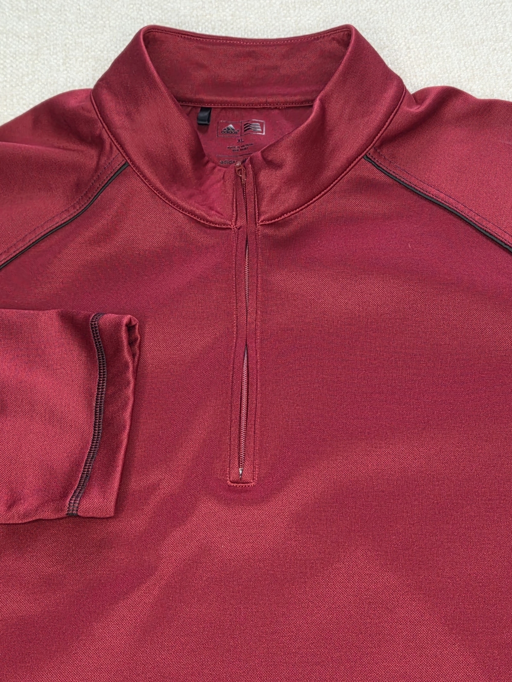 Adidas Men’s Maroon Quarter-Zip Performance Pullover Size XL
